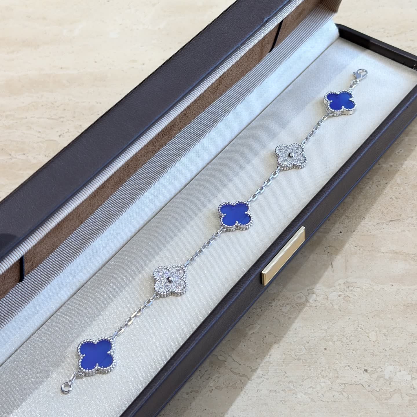Van Cleef & Arpels Alhambra Blue Enamel Bracelet